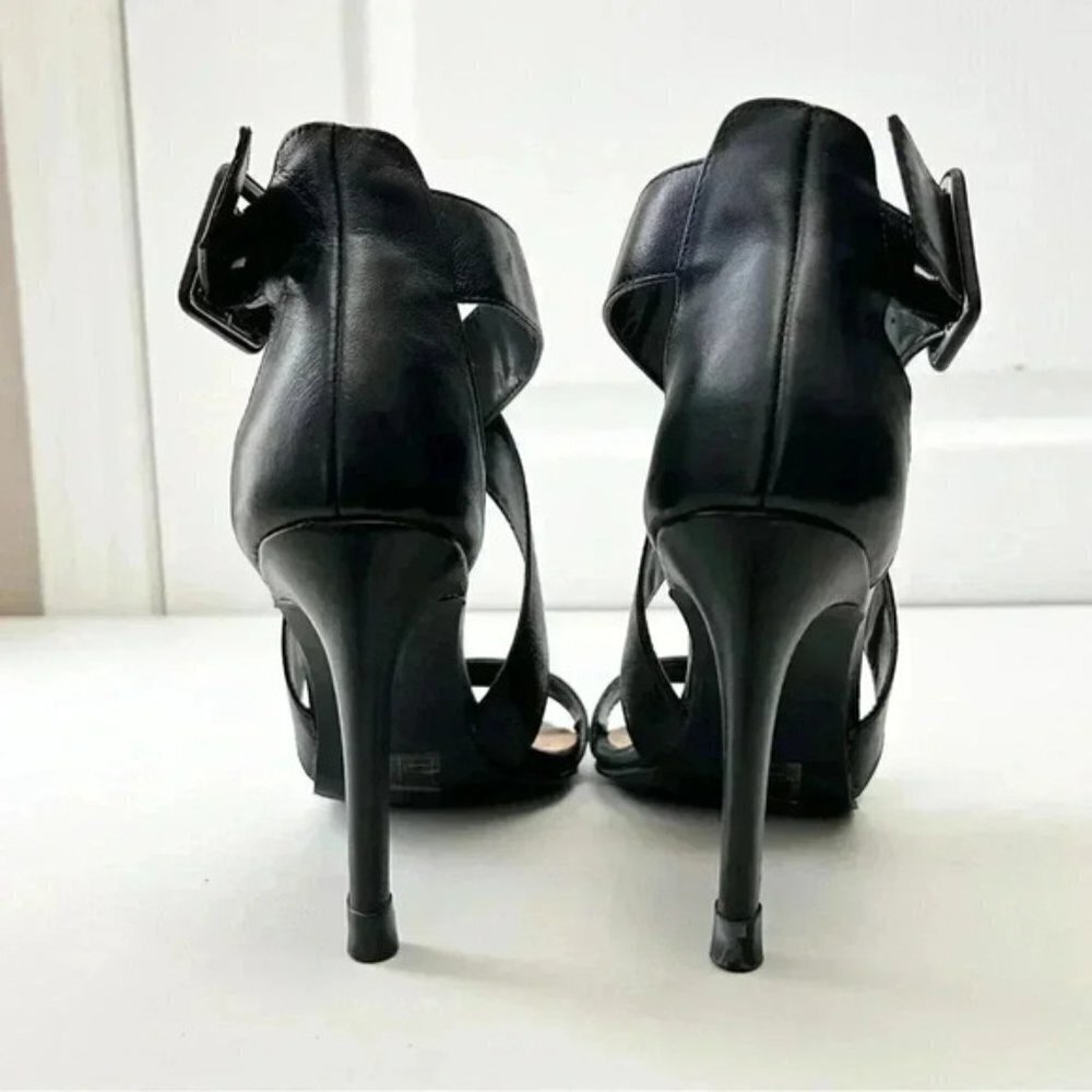 Le Chateau Strappy Leather Sandals High Heel Stilettos Black Size 7.5 - Picture 8 of 16